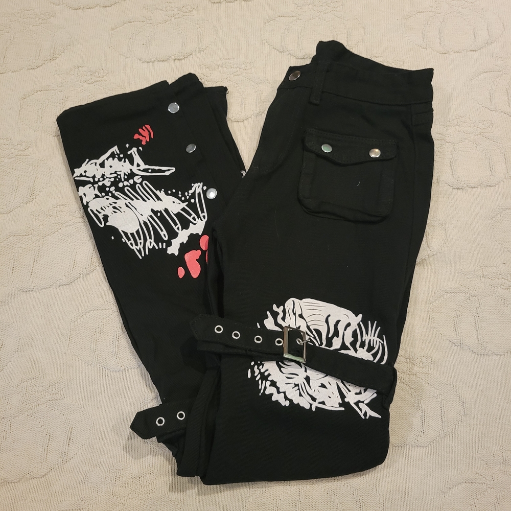 ★ . edgy graphic women's flare pants